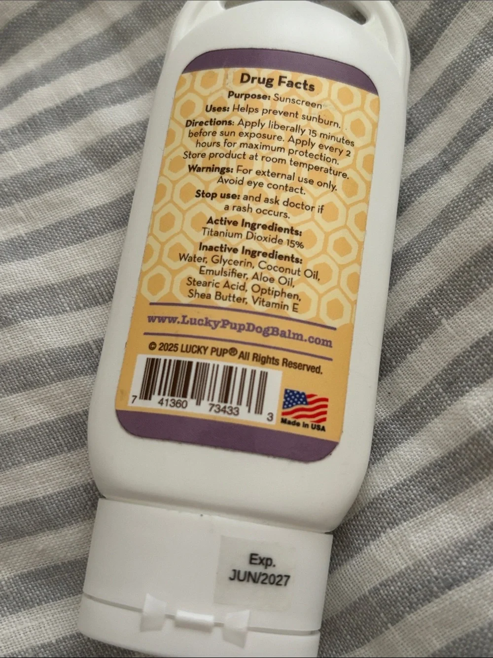 Lucky Pup Dog SPF 40 Natural Sunscreen Cream Pupscreen 2.3 oz